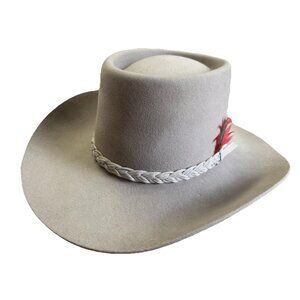 Royalfelt Water Repellant Fur Blend 7 1/4” Western Cowboy Hat Grey Unused